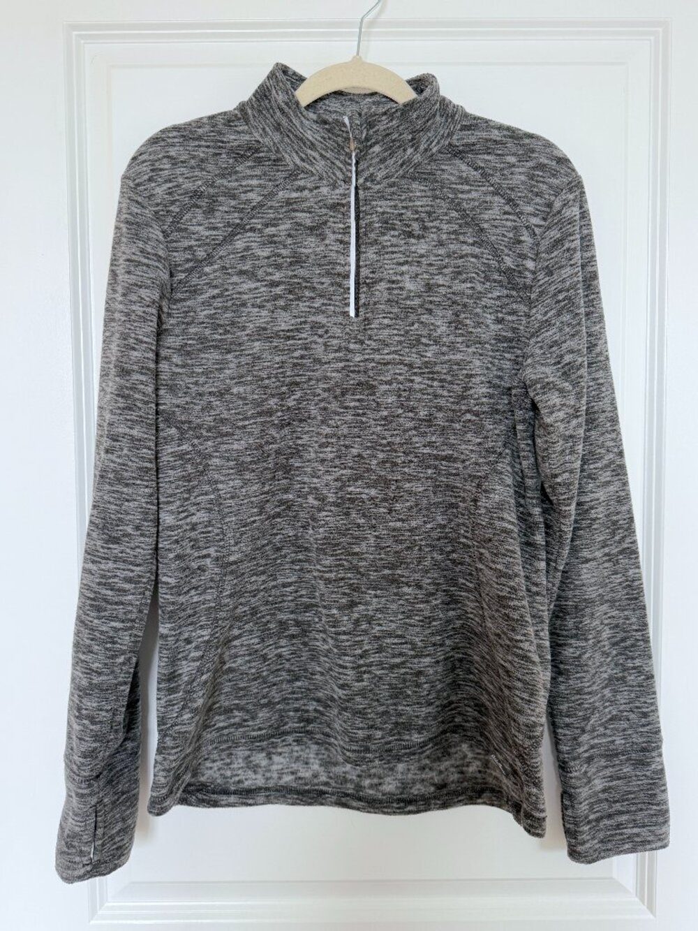 Eddie Bauer Gray / White Quarter Zip Fleece Base Layer - Size Medium